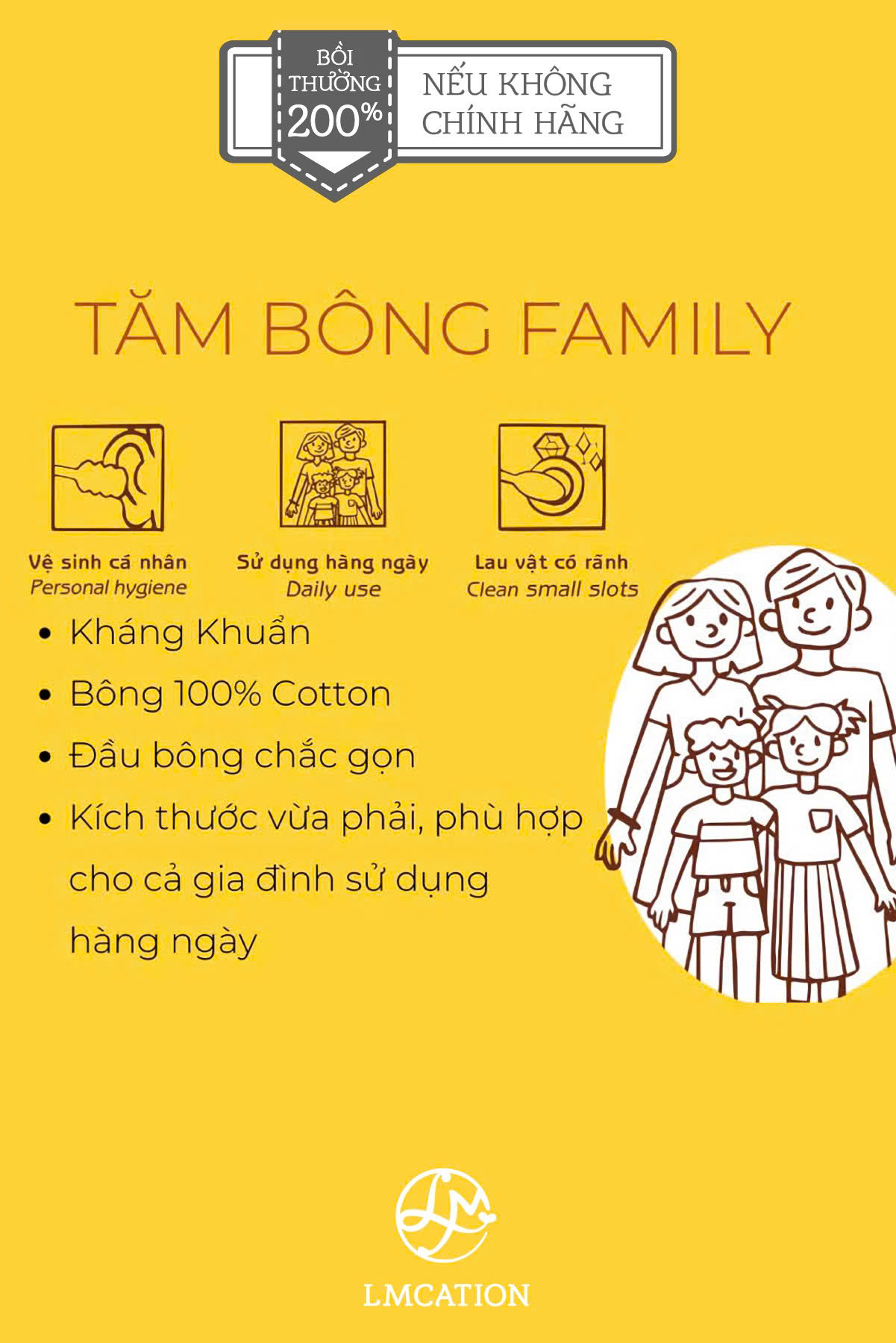 Box of 200 Antibacterial Cotton Swabs