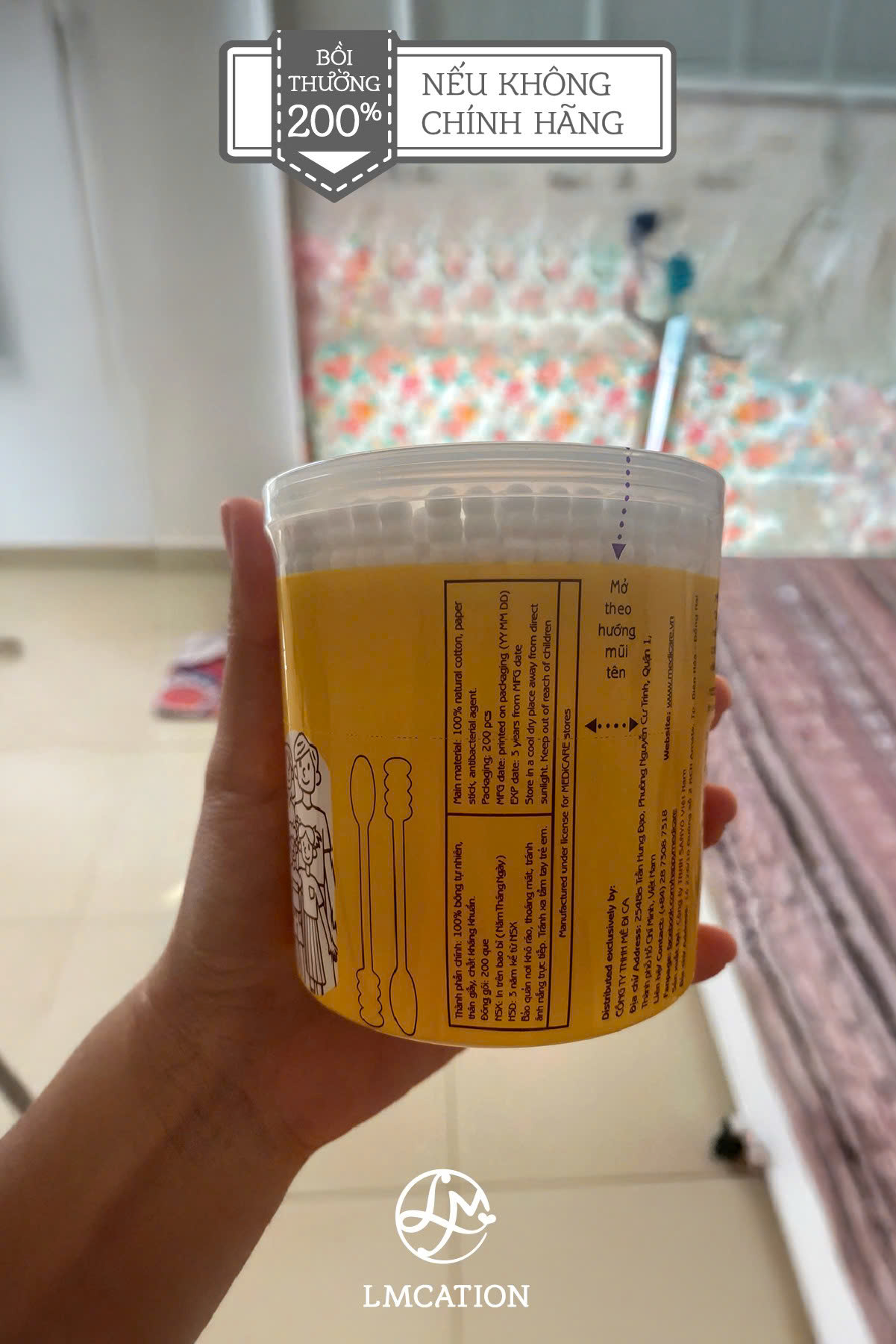 Box of 200 Antibacterial Cotton Swabs