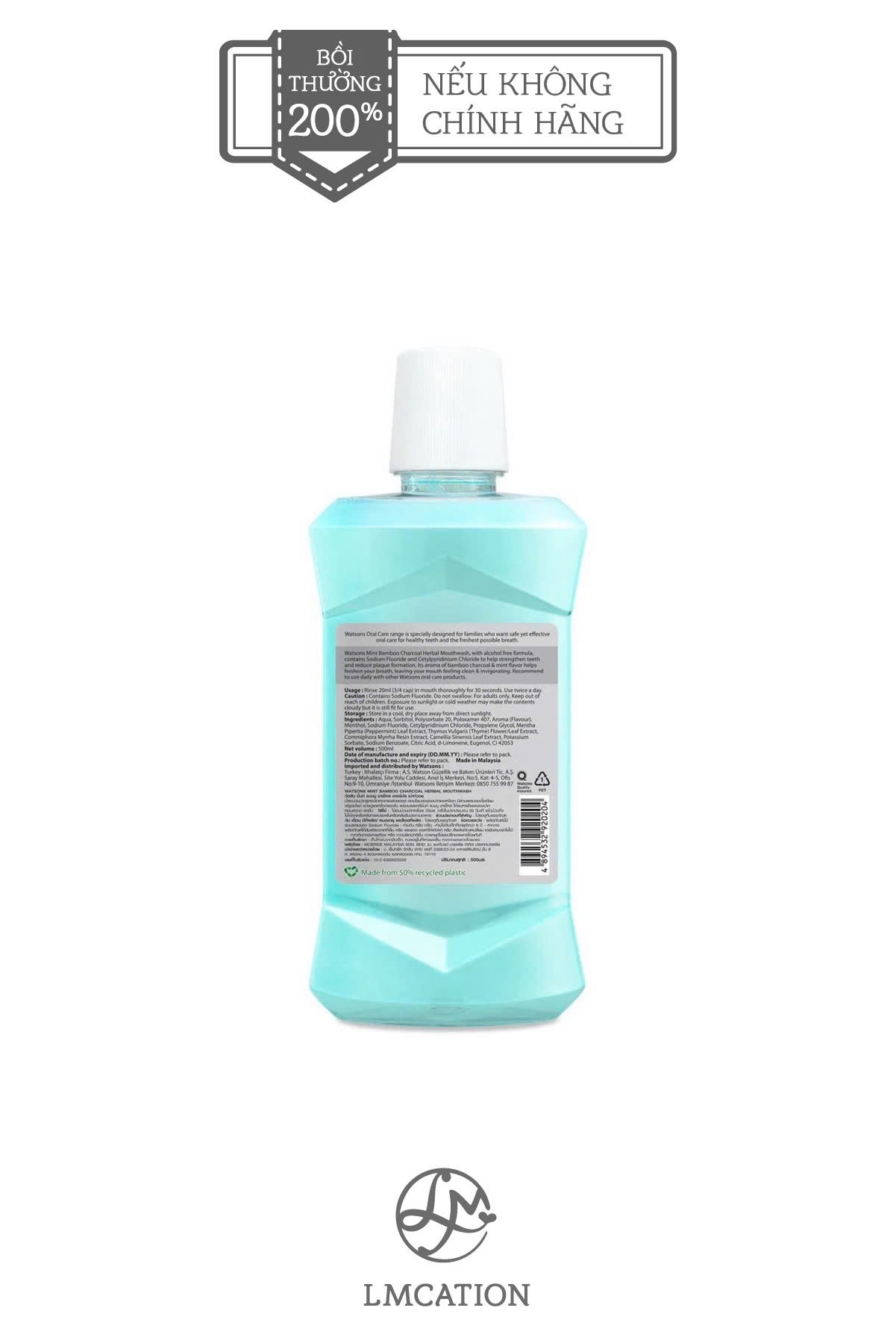 Nước Súc Miệng 500ml – Sạch Khuẩn – Giảm Mảng Bám – Thơm Mát Dài Lâu