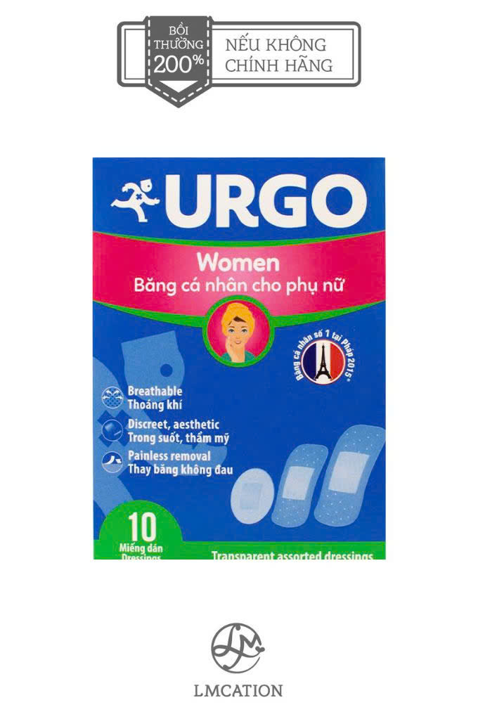 Hộp 10 miếng băng cá nhân trong suốt khử trùng kháng khuẩn, chính hãng