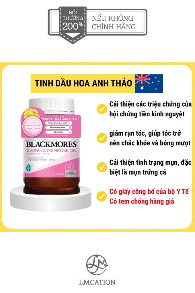 Tinh Dầu Hoa Anh Thảo Blackmores Cân Bằng Nội Tiết Tố 190 Viên