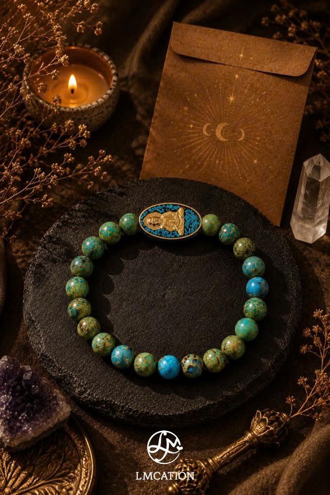 Unique Jasper stone bracelet with Buddha charm