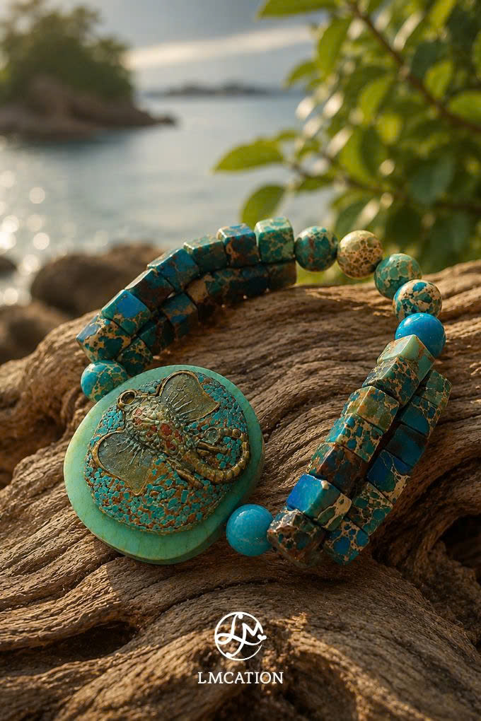 Độc bản vòng tay đá Jasper charm thần Ganesha