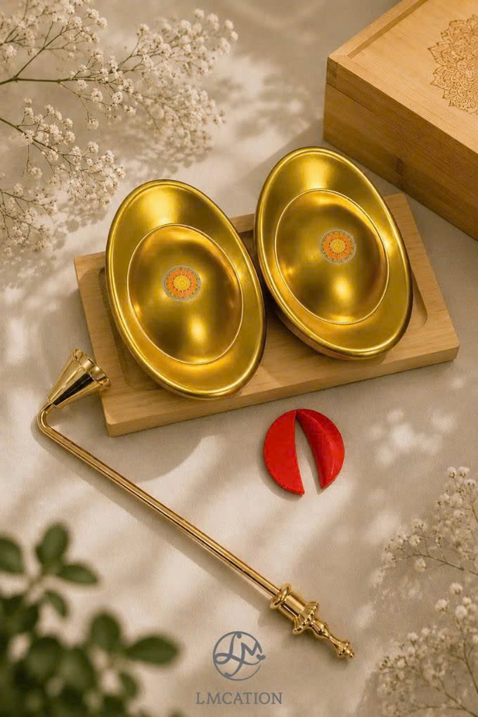 Độc bản bộ 2 nến thỏi vàng & keo xin xăm Kim Bảo