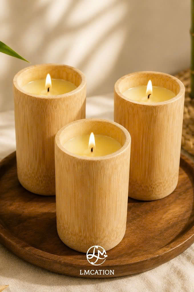 LMcation Eco-Friendly Bamboo Tube Butter Candle – Tibetan Vegetable Butter