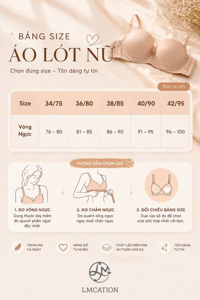 Áo Ngực Trơn Cúp Ngang 2 Dây LMcation