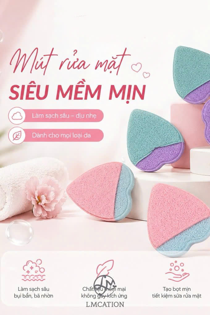 Mút rửa mặt 2 mặt cao cấp